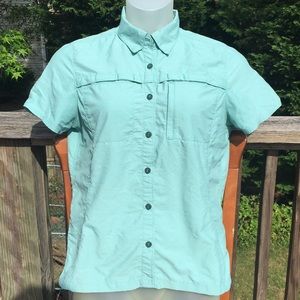 L.L.Bean Aqua Green / Blue Vented Blouse Size M